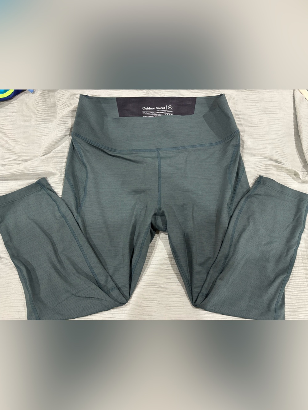 Outdoor Voices Slate Green Leggings — High-Rise Activewear